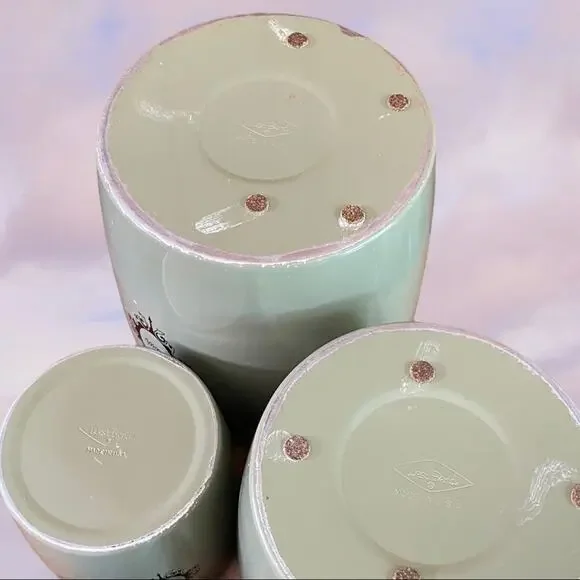 Vintage West Bend 3-pc Ombre Metal Kitchen Canister Set: Flour, Sugar, Tea Food Storage